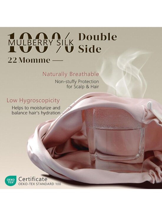 Luxurious 22 Momme 100% Mulberry Silk Sleep Bonnet for Women - Pink Dreamy Style main image 6